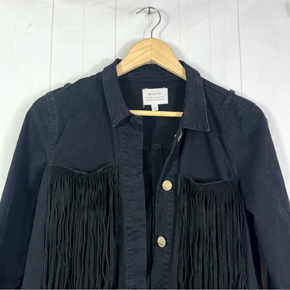 McGuire Black Denim Can’t Buy My Love Fringe Western Jacket Size XS - Picture 3 of 14